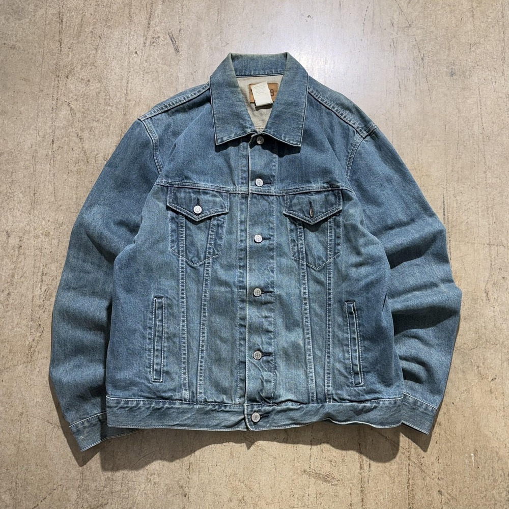 1969 Jacket Mens XL Blue Denim Button Front Bomber Trucker Pockets Casual